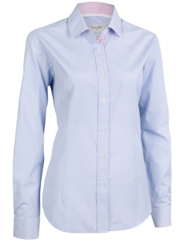 Cotton Blend Small Check Lady Shirt