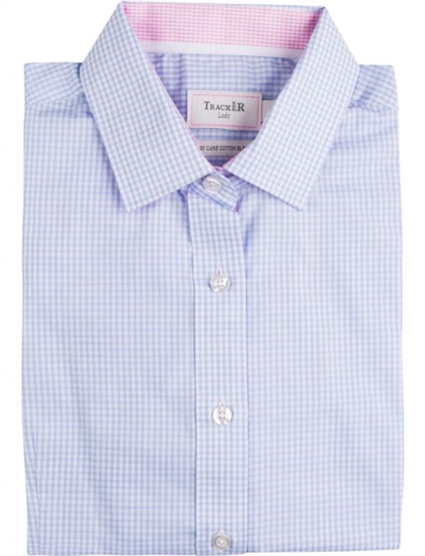 Cotton Blend Small Check Lady Shirt