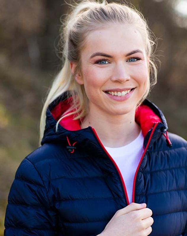 Superlight Down Hood Jacket Lady/Marine/Rød